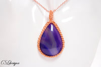 Cabochon wire kumihimo necklace ⎮ Copper and purple