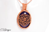 Rose wirework cabochon necklace ⎮ Copper and purple