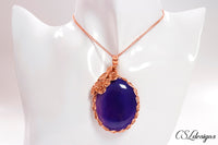 Roses wirework cabochon necklace ⎮ Copper and purple