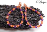Cross wire macrame earrings ⎮Copper and purple