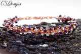 3D twisted wire macrame bracelet ⎮ Copper, purple and silver
