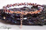 3D twisted wire macrame bracelet ⎮ Copper, purple and silver
