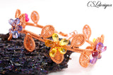 Flowers and leaves wirework bracelet ⎮ Copper and multicoloured