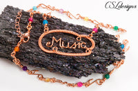 Music wirework necklace ⎮ Copper and multicoloured