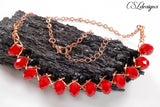 Outside beaded wirework braided necklace ⎮ Copper, red and black