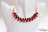 Outside beaded wirework braided necklace ⎮ Copper, red and black