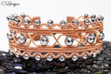 Beaded art deco wirework bracelet ⎮ Copper and silver