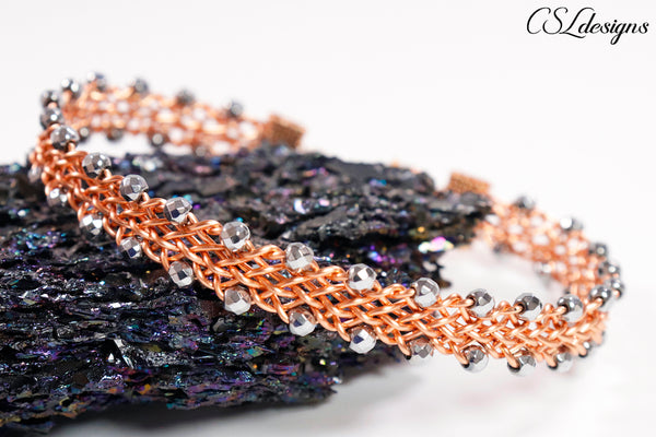 Edgy wire kumihimo bracelet โฎ Copper and silver โ CSLdesigns shop