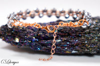 Outside beaded wirework braided bracelet ⎮ Copper and silver