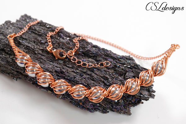 Candy spirals wirework necklace ⎮ Copper and silver