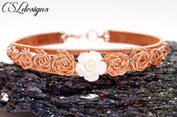 Roses wirework bracelet ⎮ Copper and white