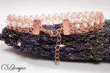 Wire crochet beaded bracelet ⎮ Copper and white