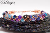 Goddess wire macrame bracelet ⎮ Copper and multicoloured