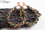 Candy spirals wirework earrings ⎮Copper and green