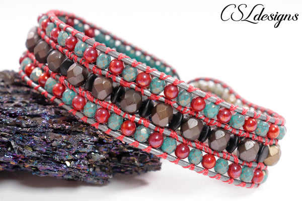 Antique leather wrap bracelet ⎮ Multicoloured