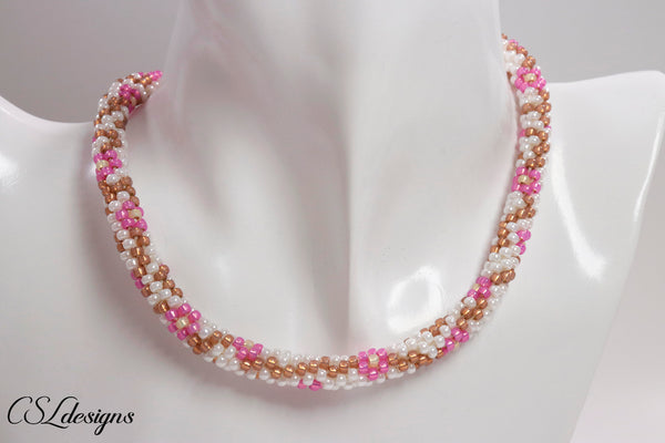 Hot Pink Beaded Necklace, Elegant Fuchsia Choker, Bright Pink Miracle Bead  Twisted Necklace, Cerise Wedding Guest Jewelry, Pink Gift Idea - Etsy