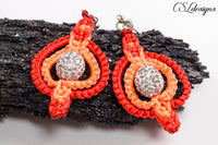 Circles macrame earrings ⎮ Red and orange