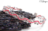 Elegant braid wirework bracelet ⎮ Silver and pink