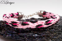 Leopard print kumihimo bracelet ⎮ Pink