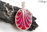 Fire and flame wirework cabochon necklace ⎮ Pink and silver