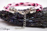 Leopard print kumihimo bracelet ⎮ Pink