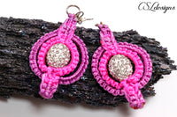 Circles macrame earrings ⎮ Purple and pink