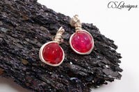 Gemstone drop earrings ⎮ Silver and pink