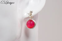 Gemstone drop earrings ⎮ Silver and pink