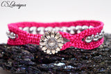 Framed beaded kumihimo bracelet ⎮ Pink and silver