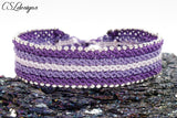 Striped micro macrame bracelet ⎮ Purple and silver