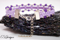 Outer beaded macrame bracelet ⎮ Purple and silver
