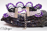 Beaded circles micro macrame bracelet ⎮ Purple