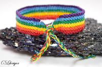 Striped micro macrame bracelet ⎮ Rainbow