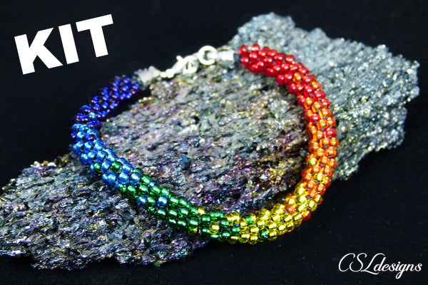 Rainbow beaded kumihimo bracelet kit