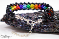 Rainbow kisses beaded kumihimo bracelet ⎮Rainbow