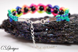 Saturn macrame bracelet ⎮ Rainbow and black