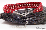 Woven macrame bracelet ⎮ Burgundy and copper