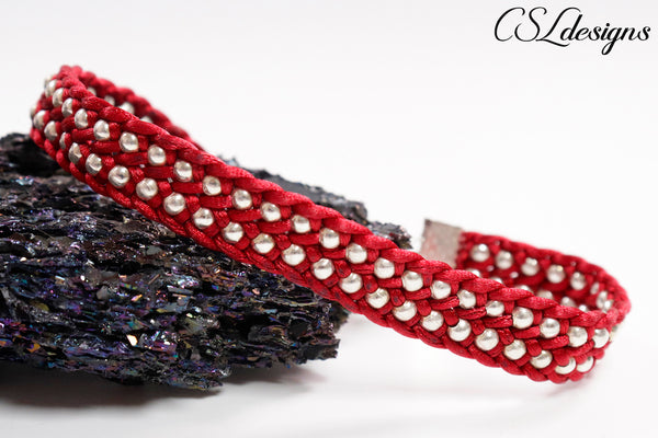 Snaky kumihimo bracelet ⎮ Red and silver