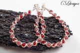 Candy spirals wirework earrings ⎮ Silver and red