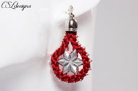 Starry diamonds kumihimo earrings ⎮ Burgundy and silver