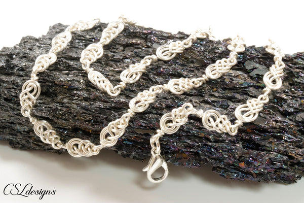 Pipa knot wirework chain bracelet ⎮ Silver