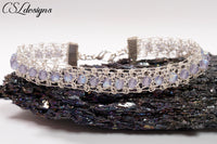Wire crochet beaded bracelet ⎮ Silver and blue