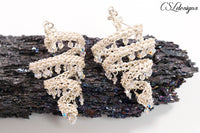 Chandelier wire kumihimo earrings ⎮ Silver