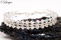 Triple twist wirework bracelet ⎮ Silver and crystal