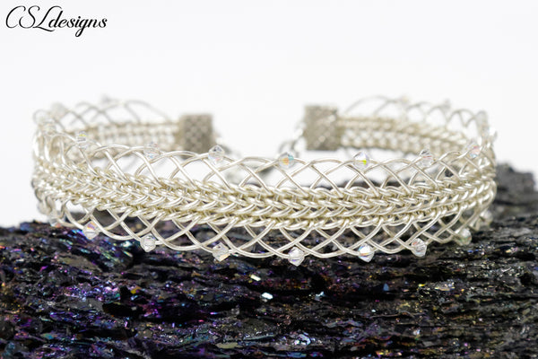 Laced wire kumihimo bracelet ⎮ Silver