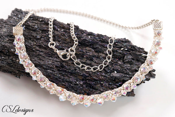 Blingy wire kumihimo necklace ⎮ Silver