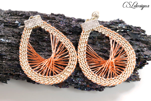 Sunrise wire kumihimo earrings ⎮ Silver and copper