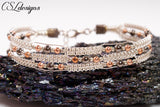 Triple row wire macrame bracelet ⎮ Silver, copper and black