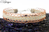 Laced wire kumihimo bracelet ⎮ Silver and copper