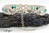 Celtic knot wirework bracelet ⎮ Silver and green/purple